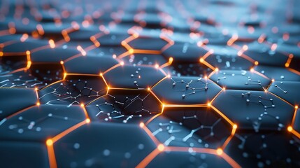 Obraz premium abstract background with hexagons like honeycomb with glowing neon light 