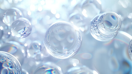 iridescent clear pattern of bubbles with light shining through to create a luminous and delicate appearance.