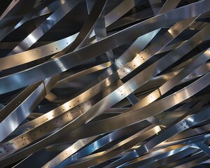 Metal beams twisting and curving in space, abstract  , background