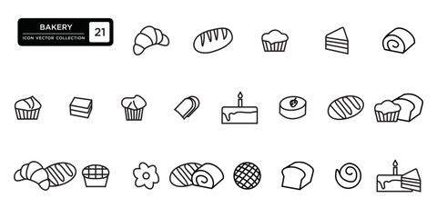 Bakery icons collection, vector icon templates editable and resizable.