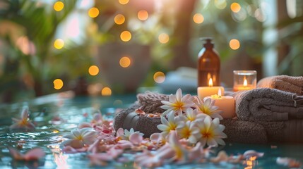 Spa with flowers and candles