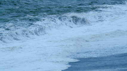 Global Warming. Beautiful Dark Ocean Wave Crashing With Splashes. Static.