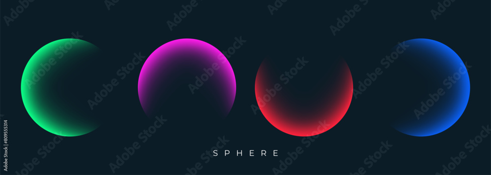 Aufkleber Blurred spheres. Color gradients. Set of defocused color round shapes for creative graphic design. Vector illustration.