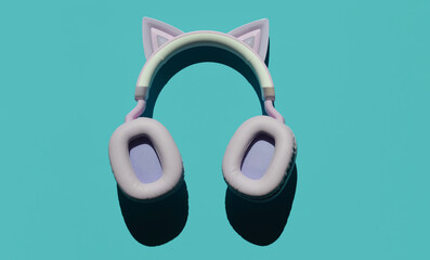 children's music headphones. equipment for listening to music. technique, background for decoration