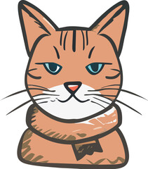 cat with scarf hat, icon uneven fill