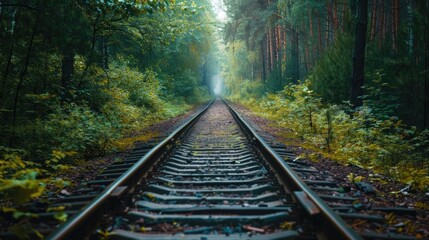Fototapeta premium Life is akin to a railway in the woods