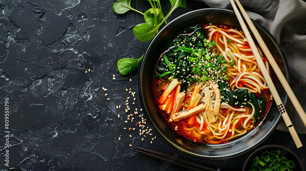 Wall mural Explore the Richness of Japanese Cuisine with a Tantalizing Ramen Bowl