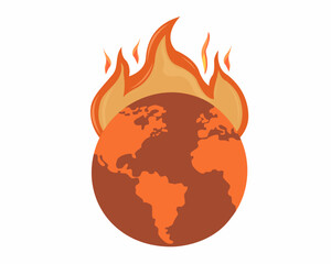 planet earth surrounded by a flame of fire burning earth global warming and climate change vector illustration
