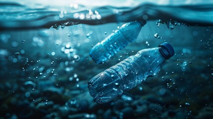Capturing the underwater impact of plastic bottle pollution in the ocean