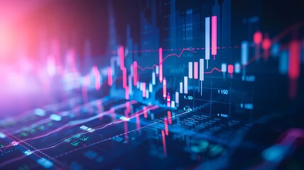Market growth analysis: bullish candlestick chart pattern on blue background illustrating stock trading dynamics and investment strategies