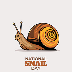 National Snail Day poster vector illustration. Cute brown snail cartoon character. Template for background, banner, card. May 29 every year. Important day