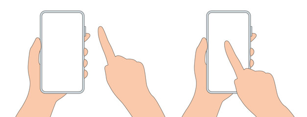 スマホの操作のシンプルなイラスト　ベクター素材　線あり