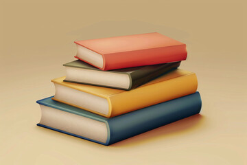 Fototapeta premium Cartoon book 3D rendering, education learning concept illustration