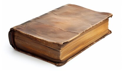 bible old leather bound book isolated on a white background.