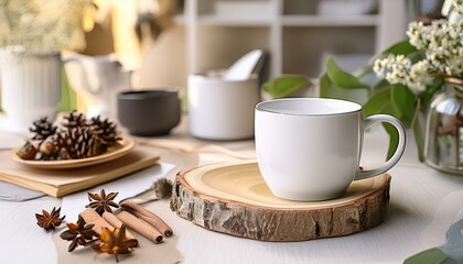 Simplicity in Style: Ceramic Cup Mockup in Home Interior