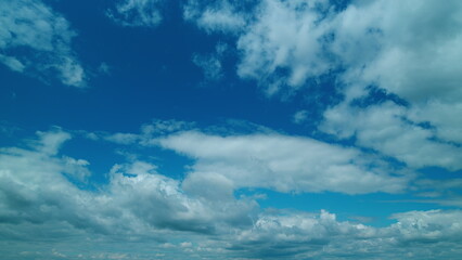 Panorama Blue Sky Clouds Heaven On Daylight. Skyscape Speeds Through Day. Cloud Formation. Summer Blue Sky.