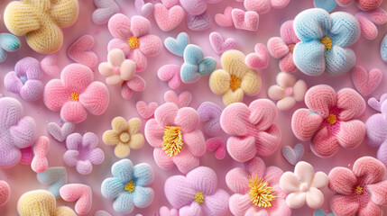 Cute plush flower pattern texture spring material 3D graphics