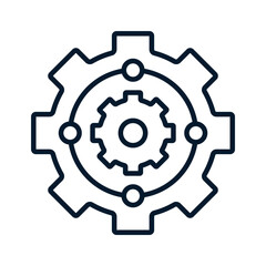 Electronic mechanism. Automatic settings. Vector linear icon isolated on white background.