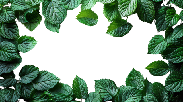 green leaves border on white isolate background