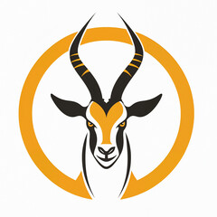 Minimalist Vector Logo Style Illustration of an Antelope.  Isolated White Background. Generative AI Image.