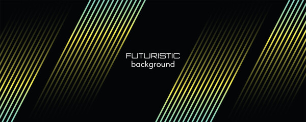 Abstract futuristic background with an empty space with luminous stripes with a gradient on a black background
