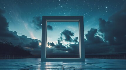 a captivating scene with this empty frame against a backdrop of a star-studded night sky.
