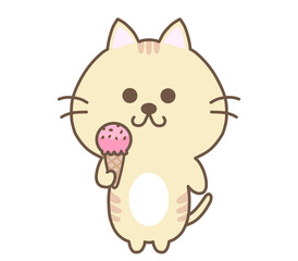 アイスクリームをもつねこ