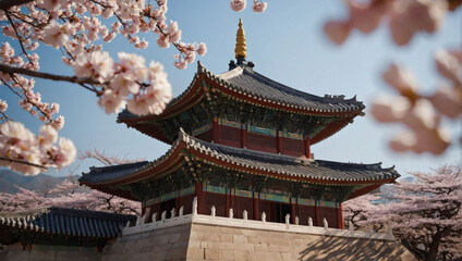 Gyeongbokgung Palace Splendor, Springtime Cherry Blossoms Adorn Iconic Architecture