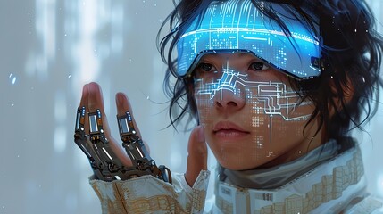 Futuristic high-definition digital fusion, clever integration of artificial intelligence, machine learning, and big data elements in a high-tech style, science, artificial intelligence technology, inn