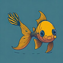 Cute adorable goldfish. sticker desing print, cartoon vector illustration for children minimalist, vibrant