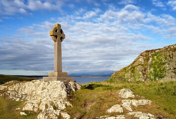 Celtic Cross on Llanddwyn Island, Anglesey, Wales. 