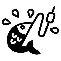 Fishing a fish with hook lure icon for apps and websites