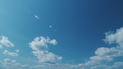 White Cloud With Blue Sky Background. Beauty Clear Cloudy In Sunshine Calm Bright Winter Air.