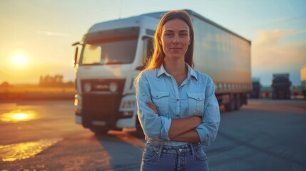 Confident Woman with Her Truck