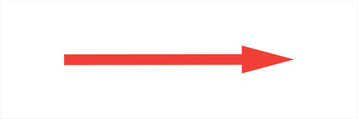 Blue horizontal straight arrow. Thin long arrow vector icon. Right thin line, blue cursor, horizontal arrow long 