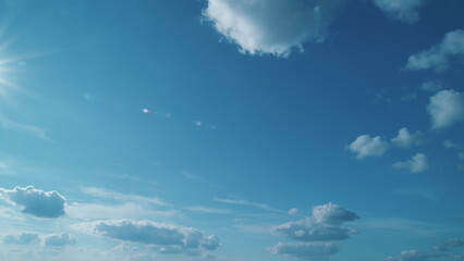 Nature Of Blue Sky With Clouds In Morning. Blue Sky Background With Clouds. Blue Sky With White...