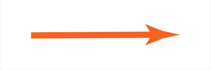 Blue horizontal straight arrow. Thin long arrow vector icon. Right thin line, blue cursor, horizontal arrow long 