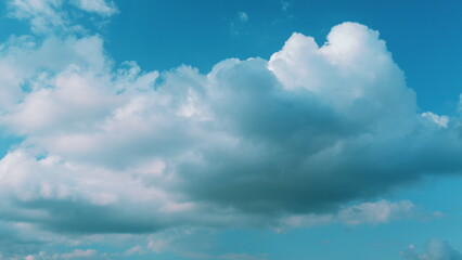 Cumulus Cloud Cloudscape. B Roll Blue Sky And Gray Cloud. Summer Blue Sky. White Clouds Background.