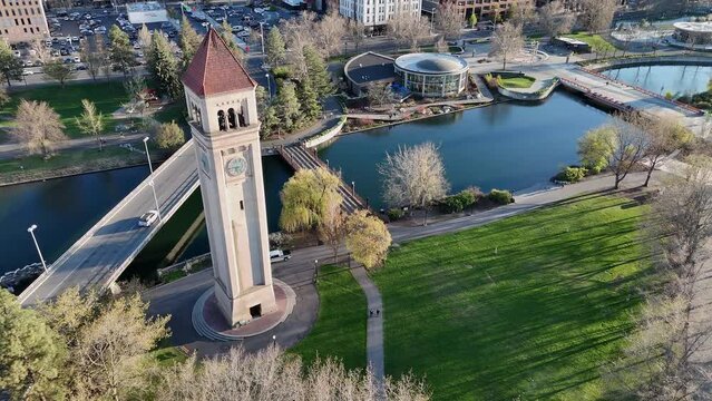 spokane riverfront park river aerial