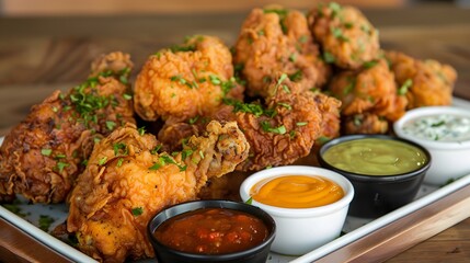 Immerse your perfectly fried chicken in a symphony of mouthwatering sauces