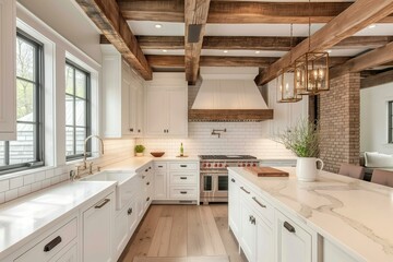 Rustic Farmhouse Kitchen with Exposed Wooden Beams