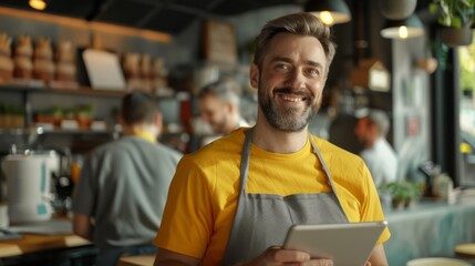 A Smiling Chef with Tablet