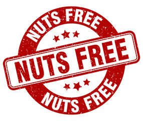 nuts free stamp. nuts free label. round grunge sign