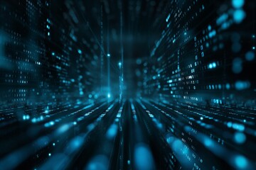 Blue Binary Code Abstract Background