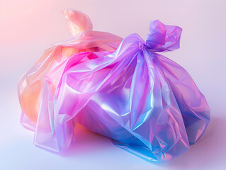Pictures of plastic bags and glass bags, taken in a studio