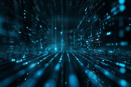 Blue Binary Code Abstract Background