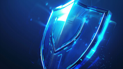 Blue technology shield, Internet financial property security illustration, protect network data poster concept illustration