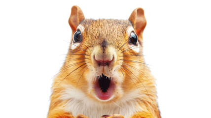 This is the most excited squirrel you will ever see. He is so excited that he is about to jump out of his fur.transparent background.