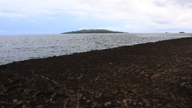 View of the waves on the beach in Majene Indonesia