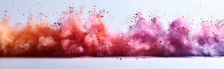 Colorful powder explosion splash, white background, abstract colorful red powder splash.Vibrant Rainbow Explosion with Abstract Color Powder Splashes - 4K Wallpaper